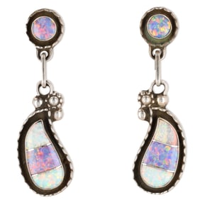 Carina Leekity Zuni Sterling Silver and Opal Dangle Earrings