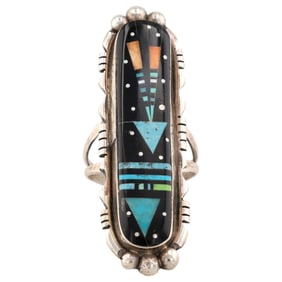 Navajo Ray Jack Sterling Silver Multi-Stone Inlay Ring