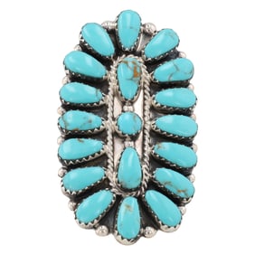 Tamara Benally Navajo Sterling Silver Turquoise Cluster Ring