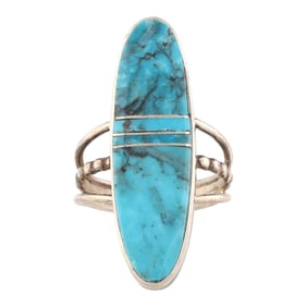 Harold Smith Navajo Sterling Silver Turquoise Inlay Ring