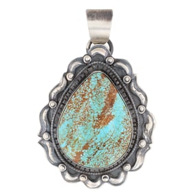 Tillie Jon Navajo Sterling Silver Kingman Turquoise Pendant
