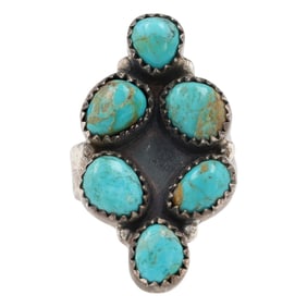 HaDa Collection Sterling Silver Kingman Turquoise Cluster Ring