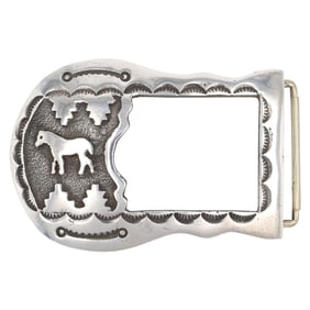 Emerson Kinsel Navajo Sterling Silver Horse Belt Buckle