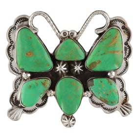 Emerson Degarito Navajo Sterling Turquoise Butterfly Pendant