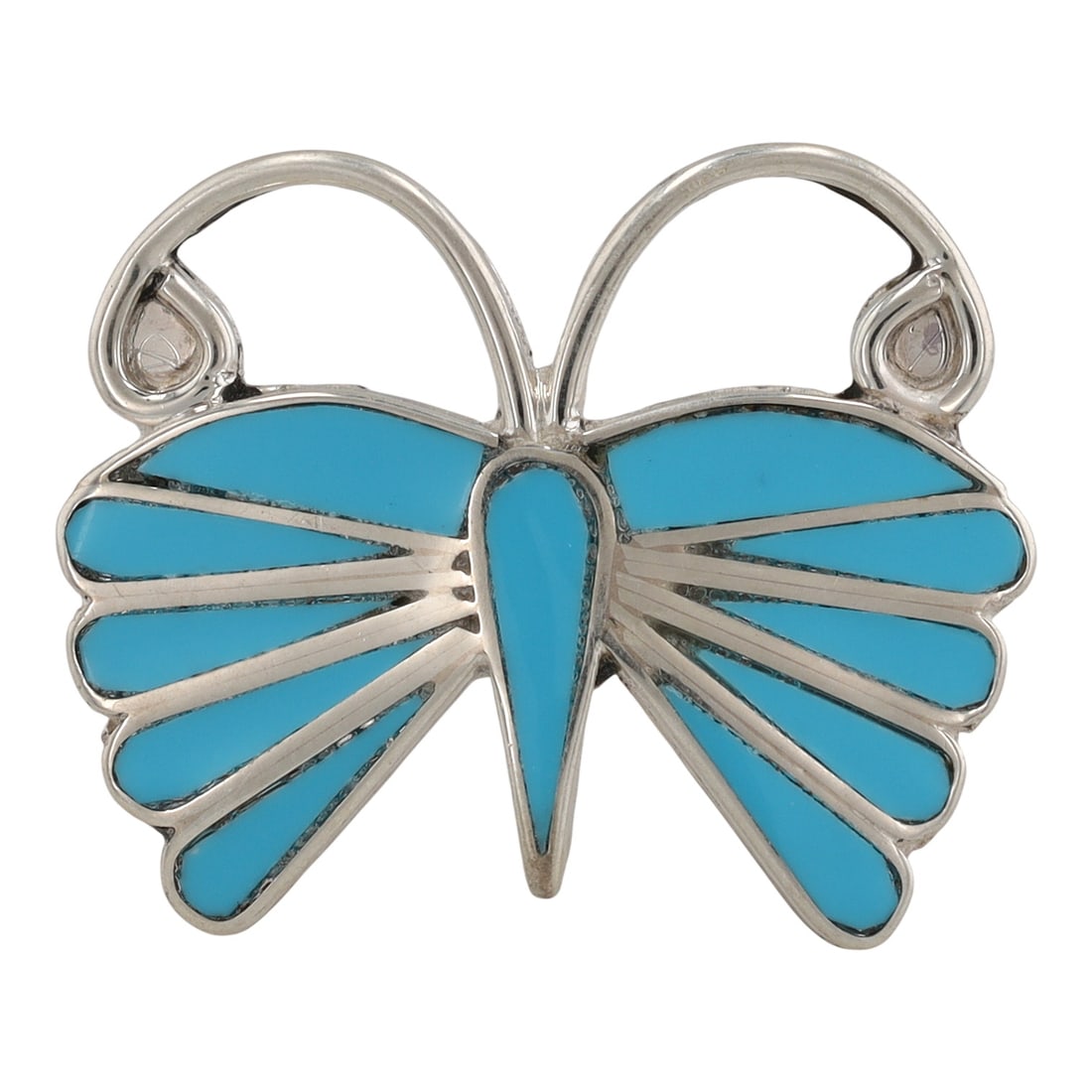 Emma Edaakie Zuni Sterling Silver Turquoise Inlay Butterfly Ring (1 of 8)