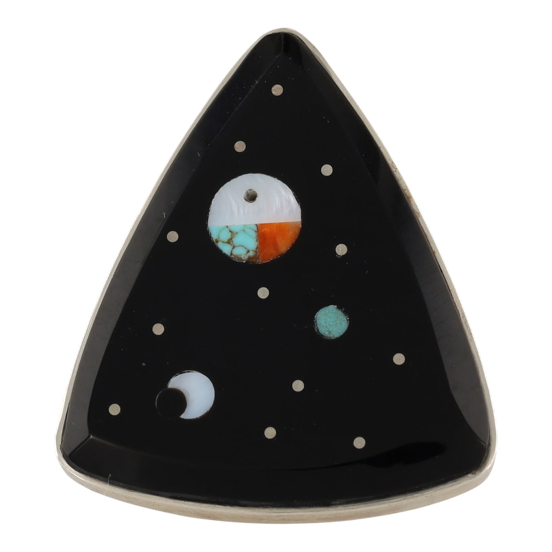 Harold Smith Navajo Sterling Silver Jet Inlay Celestial Ring (1 of 8)