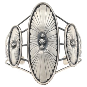 Running Bear Shop Sterling Silver Concho Cuff Bracelet