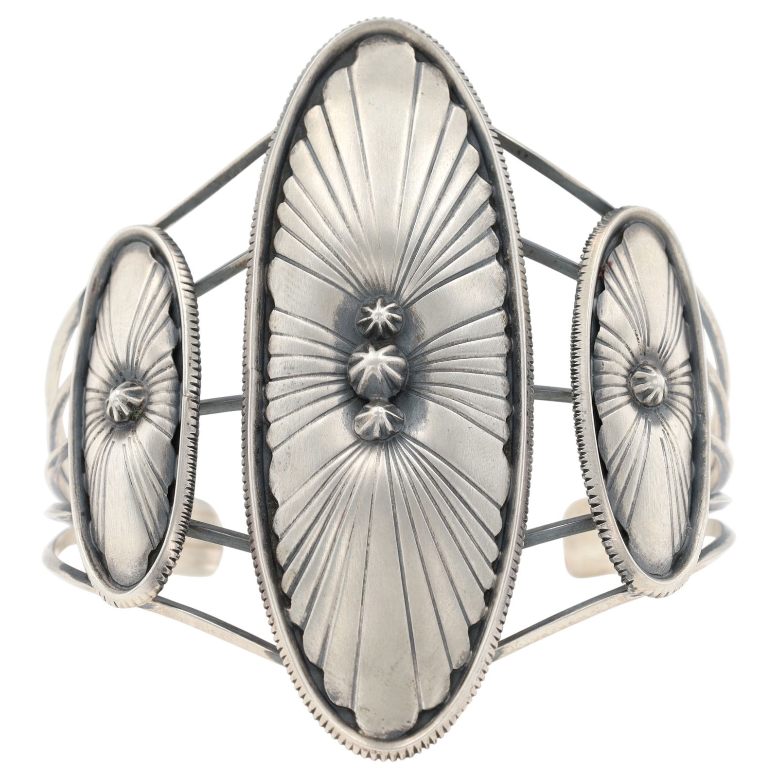 Running Bear Shop Sterling Silver Concho Cuff Bracelet (1 of 7)