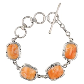 Sheena Jack Navajo Sterling Spiny Oyster Link Bracelet