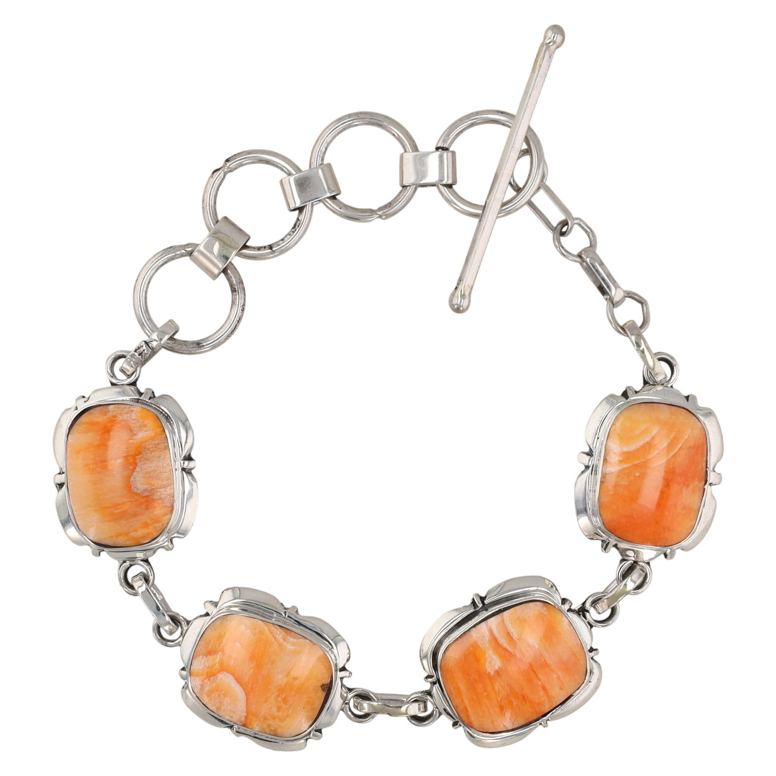 Sheena Jack Navajo Sterling Spiny Oyster Link Bracelet (1 of 6)
