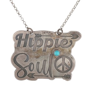 Hippie Soul' Sterling Silver and Kingman Turquoise Necklace