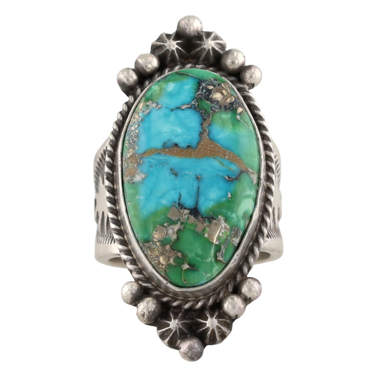 Navajo Sam Yellowhair Sterling Silver Sonoran Gold Turquoise Ring (1 of 7)
