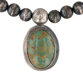 Tony Yazzie Navajo Sterling Thunder Mountain Turquoise Necklace