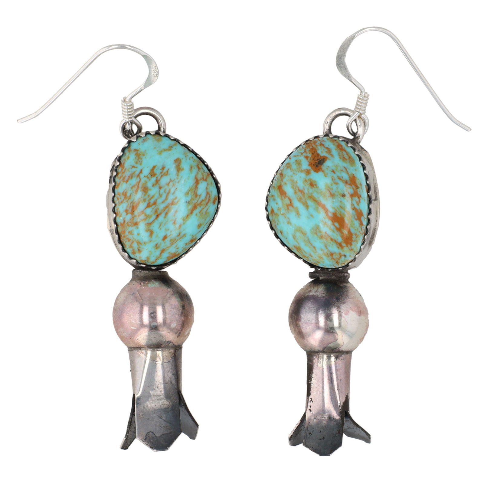 Tia Long Navajo Sterling Kingman Turquoise Squash Blossom Earrings (1 of 4)