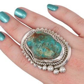 Huge Navajo Sterling Turquoise Statement Ring
