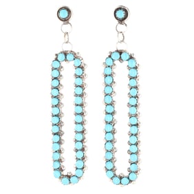 Marlon Quam Zuni Handmade Sleeping Beauty Turquoise Drop Earrings