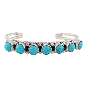 Sheena Jack Navajo Sterling Silver Turquoise Cuff Bracelet