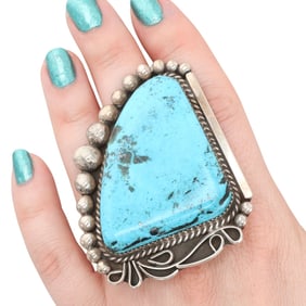 Ray Nez Navajo Turquoise and Sterling Silver Ring