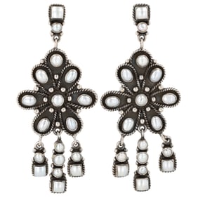 HaDa Collection Sterling Mother Of Pearl Dangle Earrings