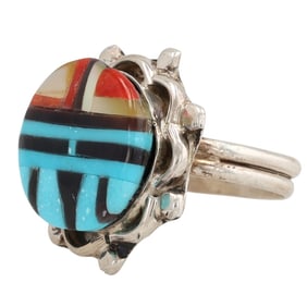 Andrick Dewa Zuni Multi-Stone Sterling Silver Sunface Ring