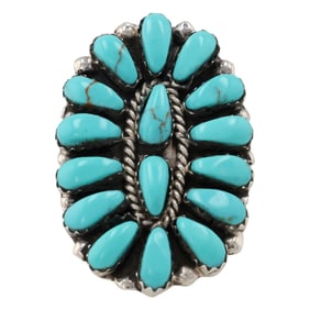 Juliana William Navajo Sterling Silver Turquoise Cluster Ring