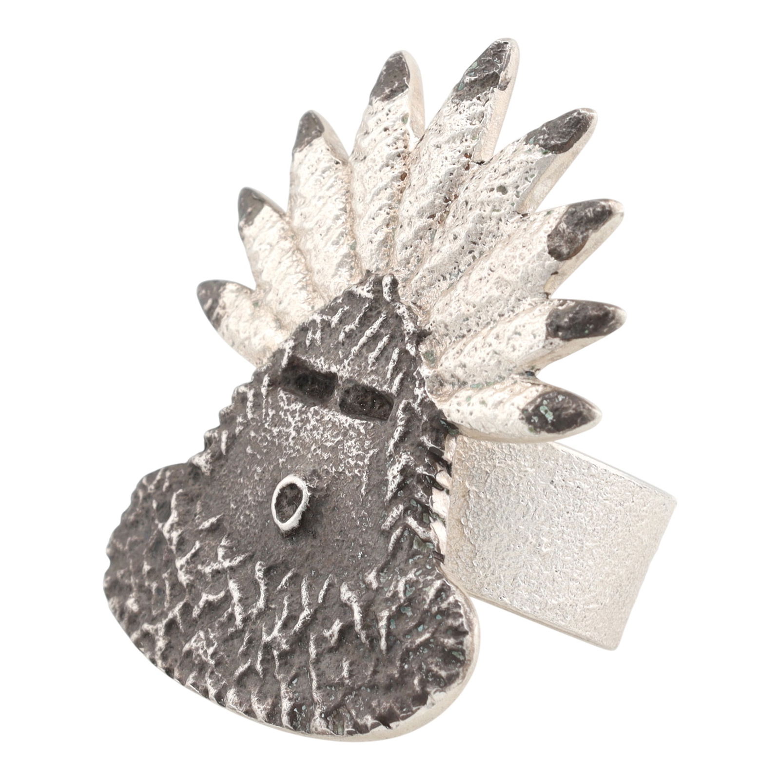 Lee Begay Navajo Tufa Cast Sterling Mudface Ring (1 of 7)