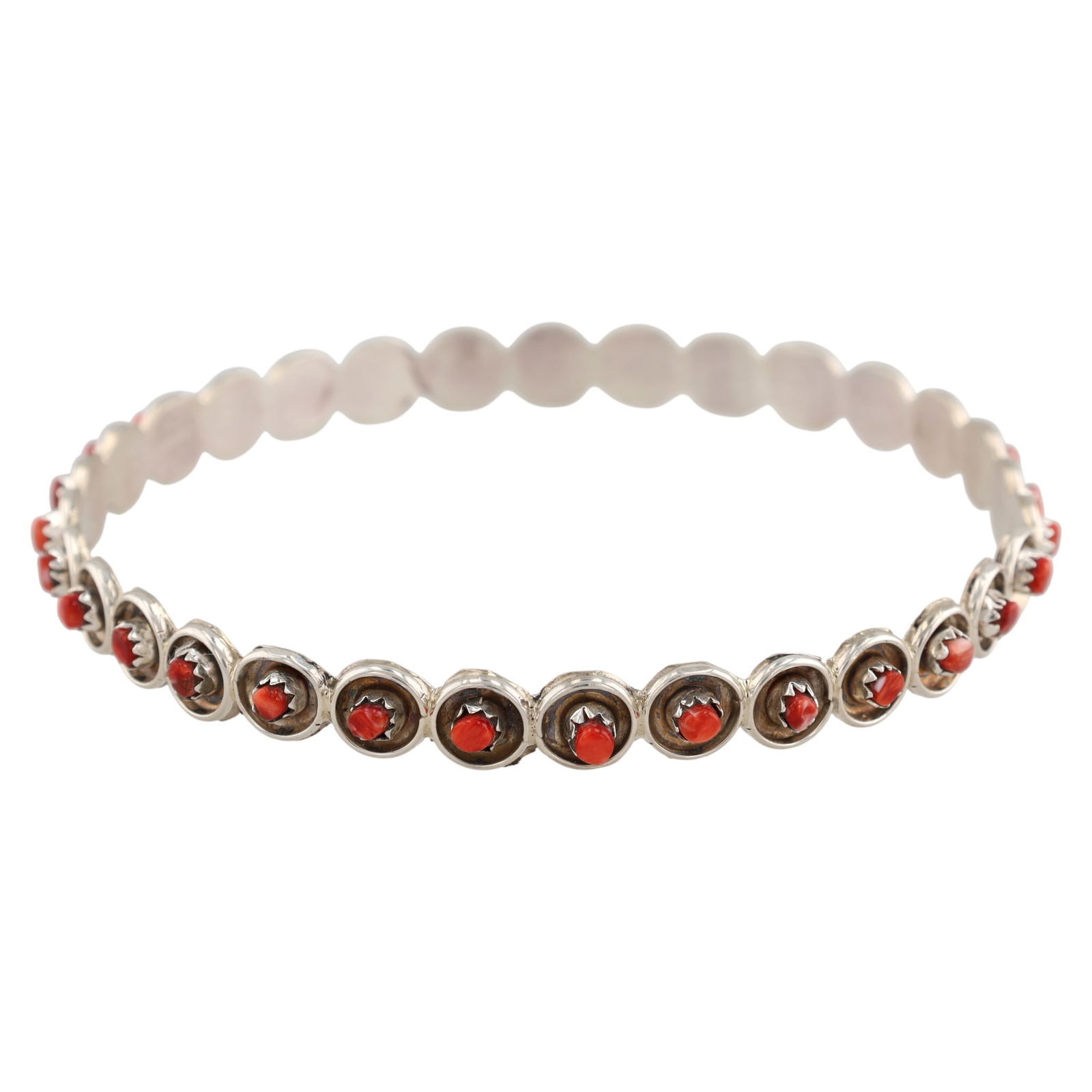 Joanne Cheama Zuni Sterling Spiny Oyster Bangle Bracelet (1 of 6)