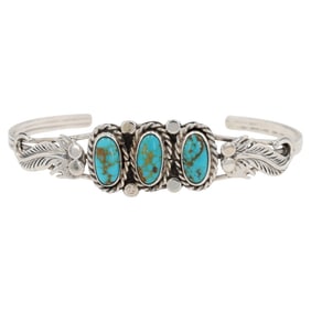 Navajo Andrew Vandever Sterling Kingman Turquoise Bracelet