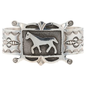 Emerson Kinsel Navajo Sterling Silver Horse Cuff Bracelet