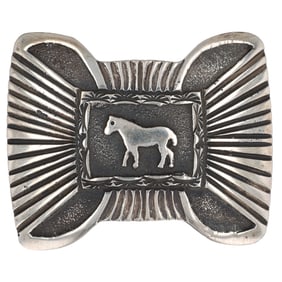 Emerson Kinsel Navajo Sterling Silver Horse Belt Buckle