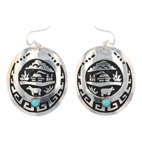 Tommy & Rosita Singer Sterling Turquoise Overlay Earrings