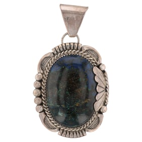 Daniel Etsitty Navajo Sterling Azurite Malachite Pendant