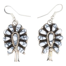 Lisa Williams Navajo White Buffalo Sterling Dangle Earrings