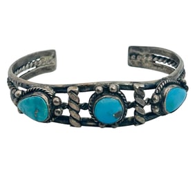 Native Sterling Turquoise Cuff Bracelet 22.58 G