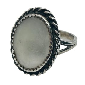 Navajo, Mother Of Pearl Sterling Ring Size 6, 5.24 G