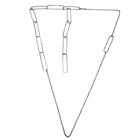 Native Sterling Rectangle Linked Long Sterling Necklace 16.2 G
