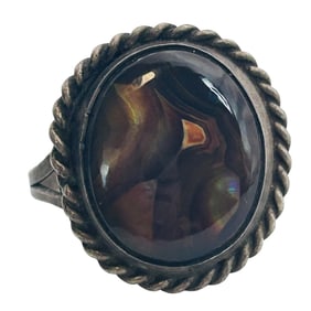 Navajo Sterling Gemstone Ring Size 10, 9.54 G