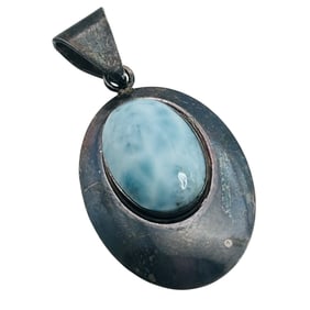 Native LARIMAR Sterling Oval Pendant 4.41 G
