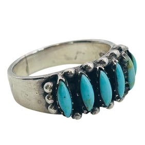 Southwest Turquoise Sterling Ring Size 6.5, 5.12 G