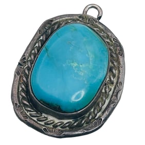 Southwest Turquoise Sterling Pendant 6.4 G