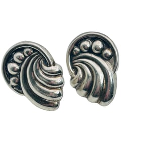 Native Sterling Signed Screwback Earrings 13.08 G