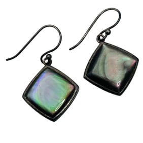 Abalone Sterling Square Dangle Earrings 4.28 G