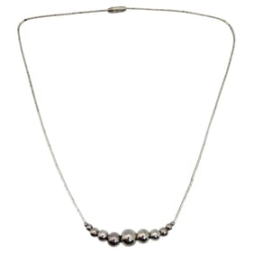 Sterling Bead And Bar Chain Necklace, 3.7 G