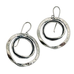 Israel, Sterling Round Hook Back Earrings 6.45 G