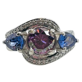 SJD Topaz Sterling Three Stone Ring Size 7, 5 G