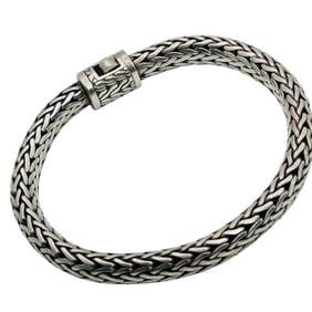 Sterling Solid Byzantine Chain Bracelet Tension Hook Clasp, 55.66 G
