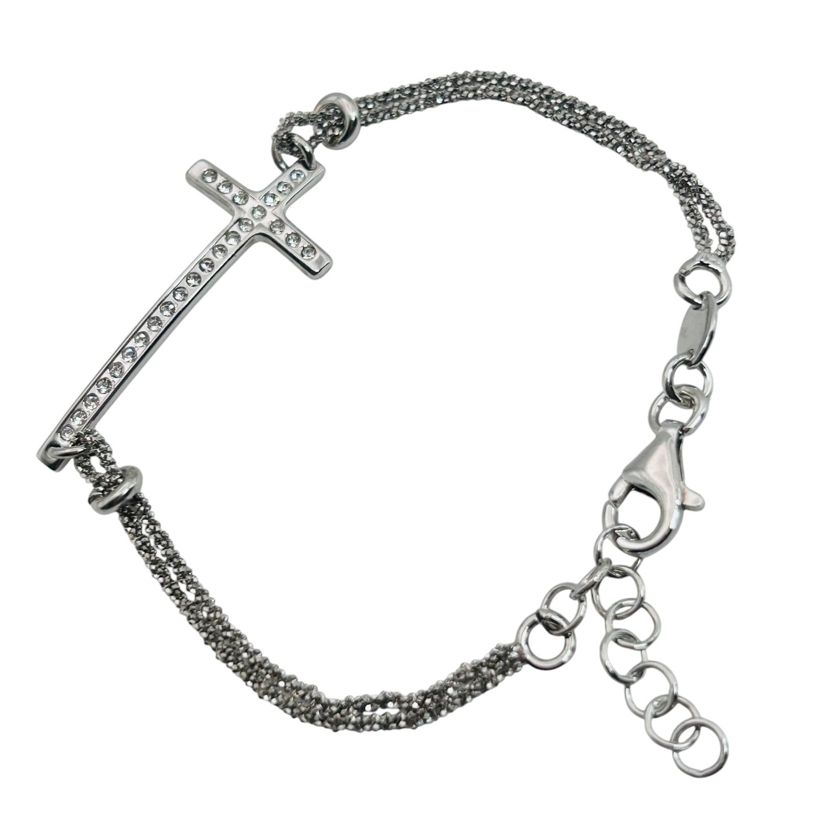 Dyadema Italy, Sterling Cable Chain Cross Bracelet 4.18 G (1 of 7)