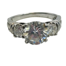 NF Rhinestone Sterling Engagement Ring Size 7, 3.79 G