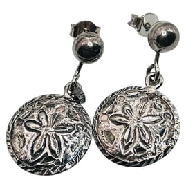 Taxco Mexico Sterling Round Starfish Dangle Earrings 5.15 G