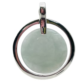 Jade Sterling Round Pendant Opening  Clasp 11.68 G